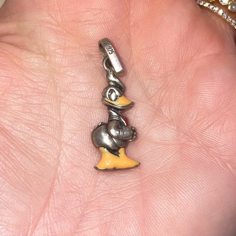 Walt Disney Donald Duck Charm Pendant Necklace Bracelet Jewelry Sterling Silver